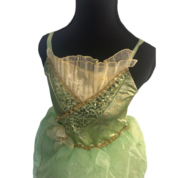 Disney Parks Princess Tiana Costume Dress Green Gold ballgown Size 13 - Picture 3 of 7